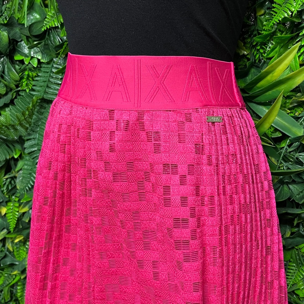 Armani Exchange Skirt Size 10 Pink Pleated Midi A Line Career Party 2983 - Picture 5 of 14